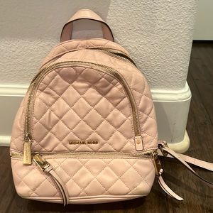 Michael kors pink quilted mini backpack